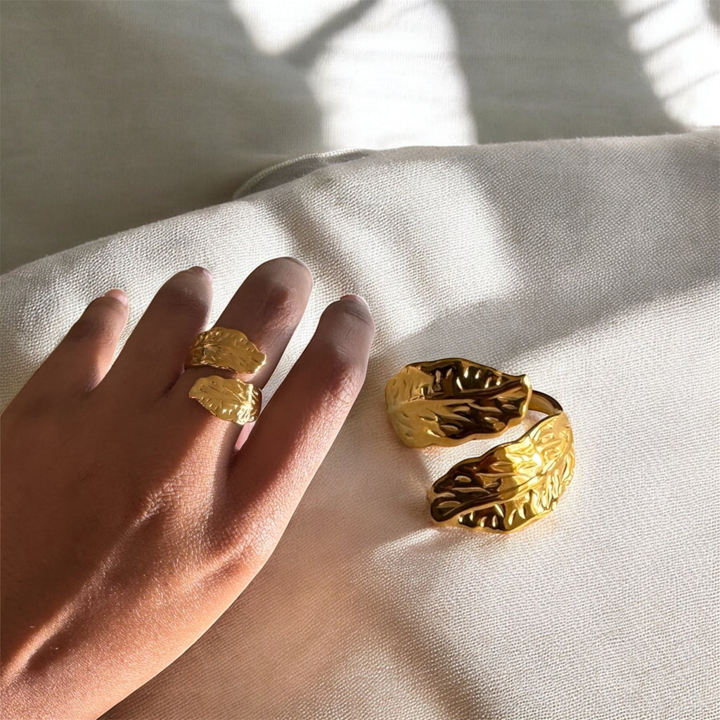 Bague feuille d’or